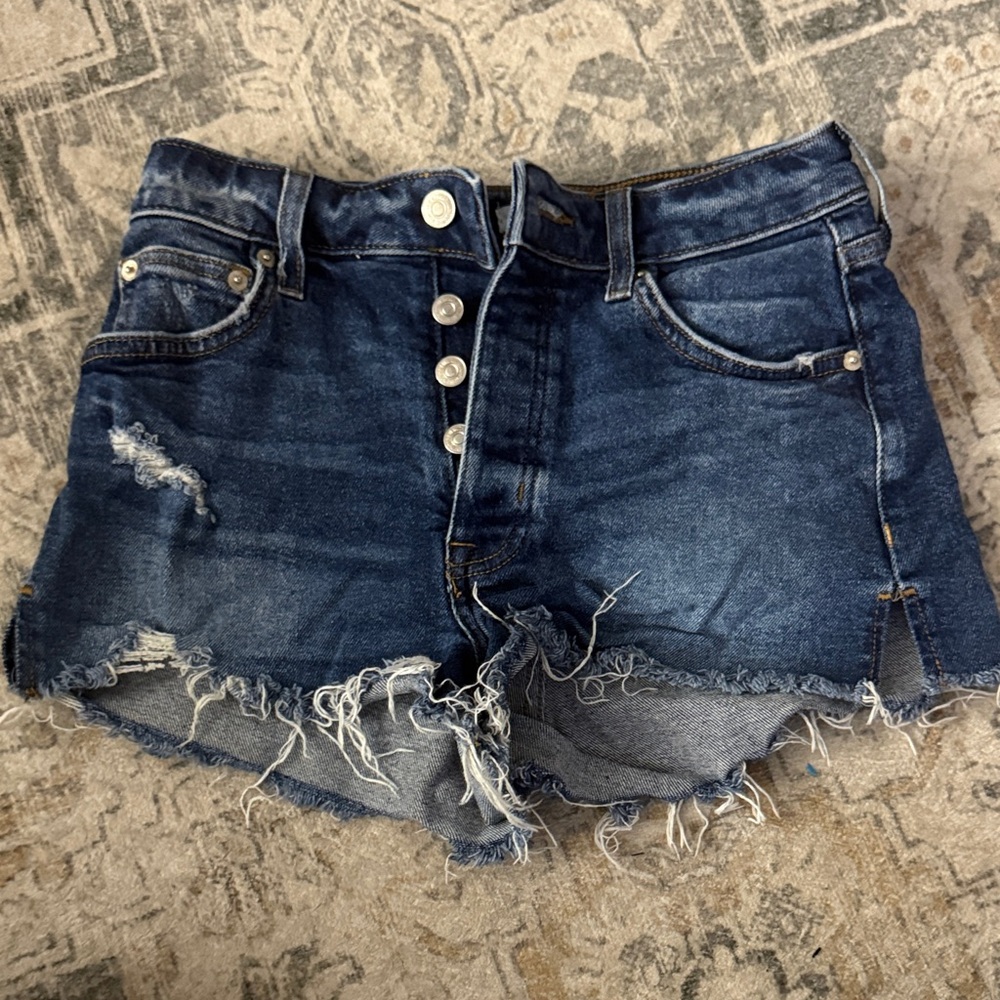 Forever 21 Dark Blue Distressed Jean Shorts